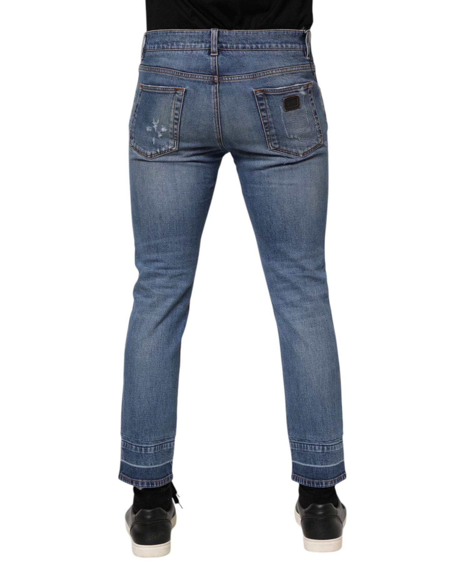 Dolce & Gabbana Blaue Baumwoll-Logo-Plakette COMFORT Denim-Jeans