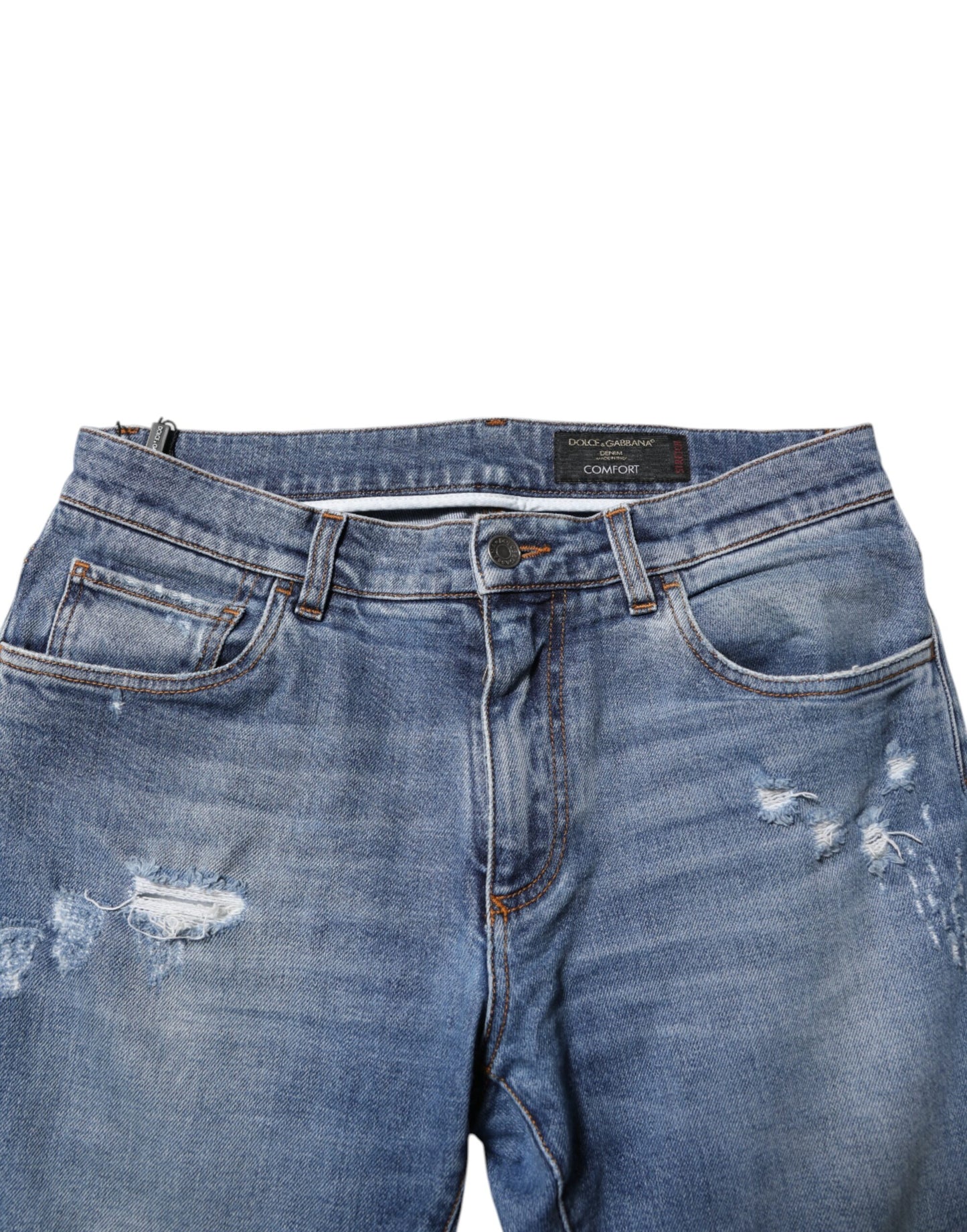 Dolce & Gabbana Blaue Baumwoll-Logo-Plakette COMFORT Denim-Jeans