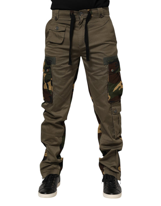 Dolce & Gabbana Braune Cargo-Hose aus Baumwolle im Tarnmuster