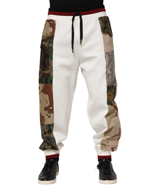 Dolce & Gabbana Weiße Patchwork-Jogger-Hose