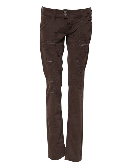 CYCLE Braun Baumwolle Niedrige Taille Skinny Casual Jeans