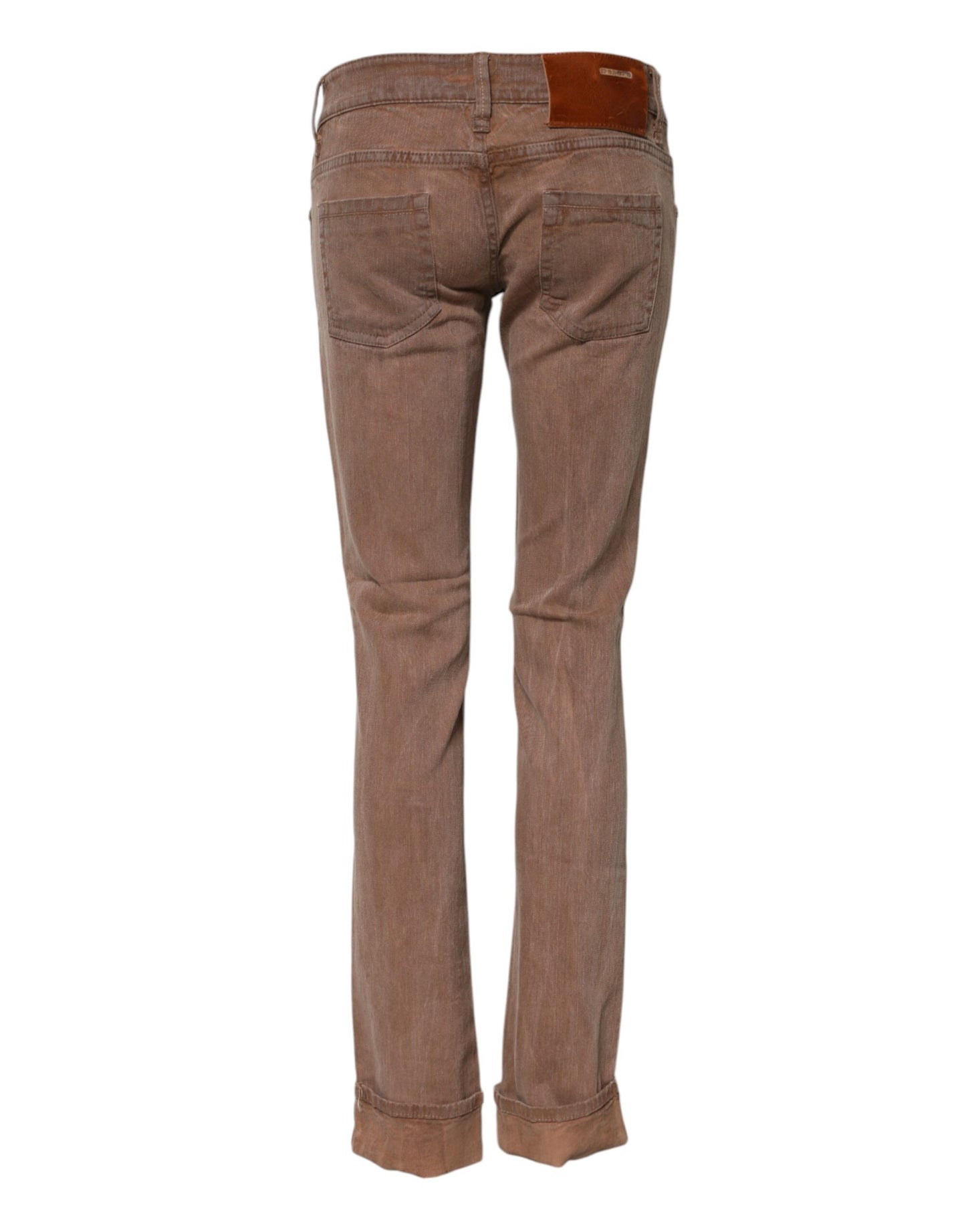 Acht Braune Slim Fit Denim Jeans mit niedriger Taille aus Baumwolle