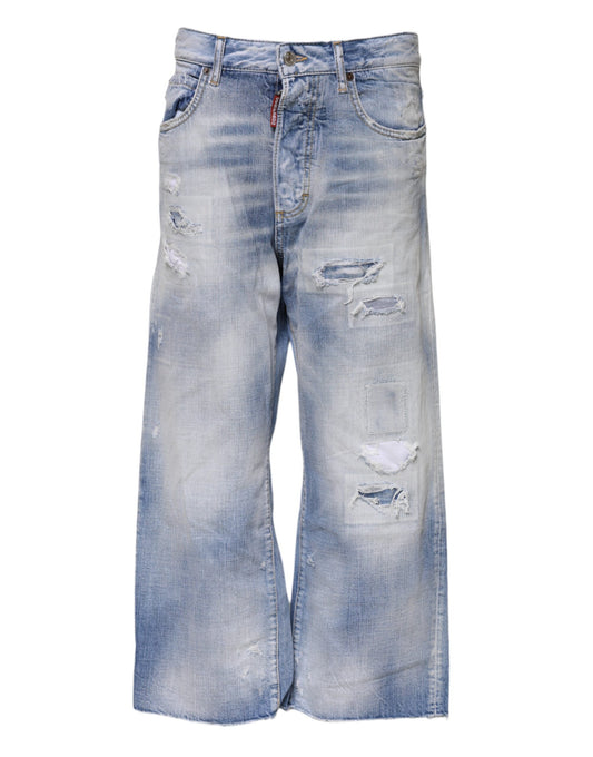 Dsquared² Blau gewaschene Jeans mit hoher Taille und weitem Bein