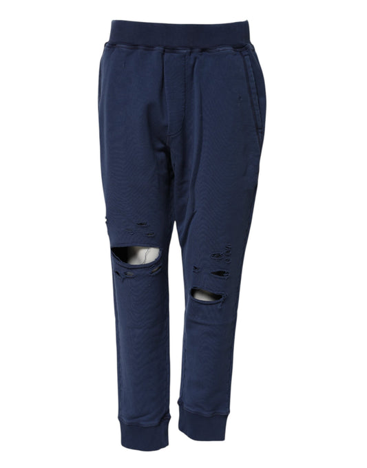 Dsquared² Blaue Jogginghose mit mittlerer Taille aus Baumwolle