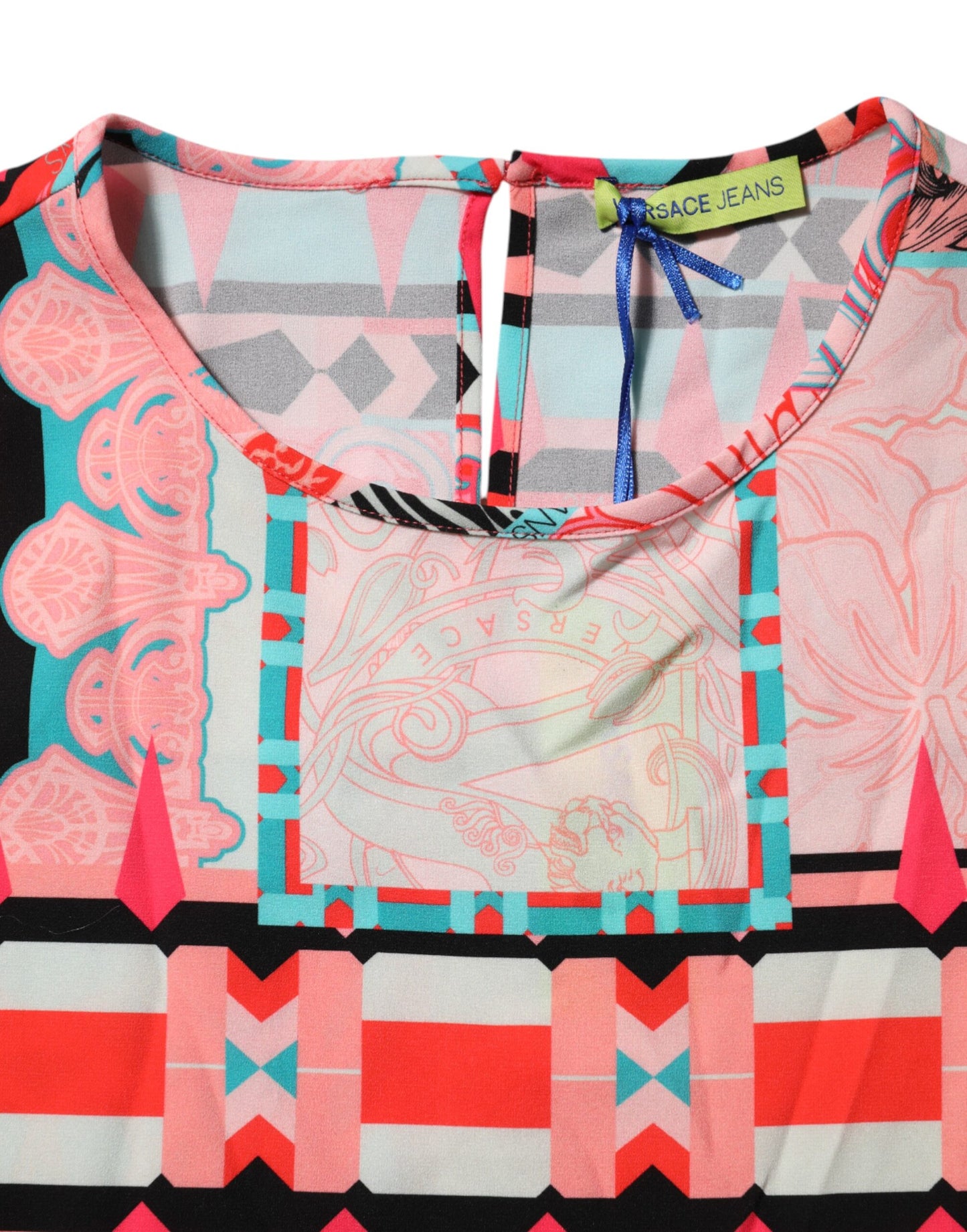 Versace Jeans Multicolor Print Kurze Ärmel Frauen Bluse Top