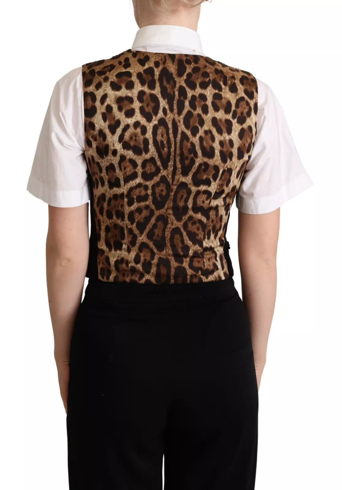 Dolce & Gabbana Schwarz Braun Leopard Print Weste Weste