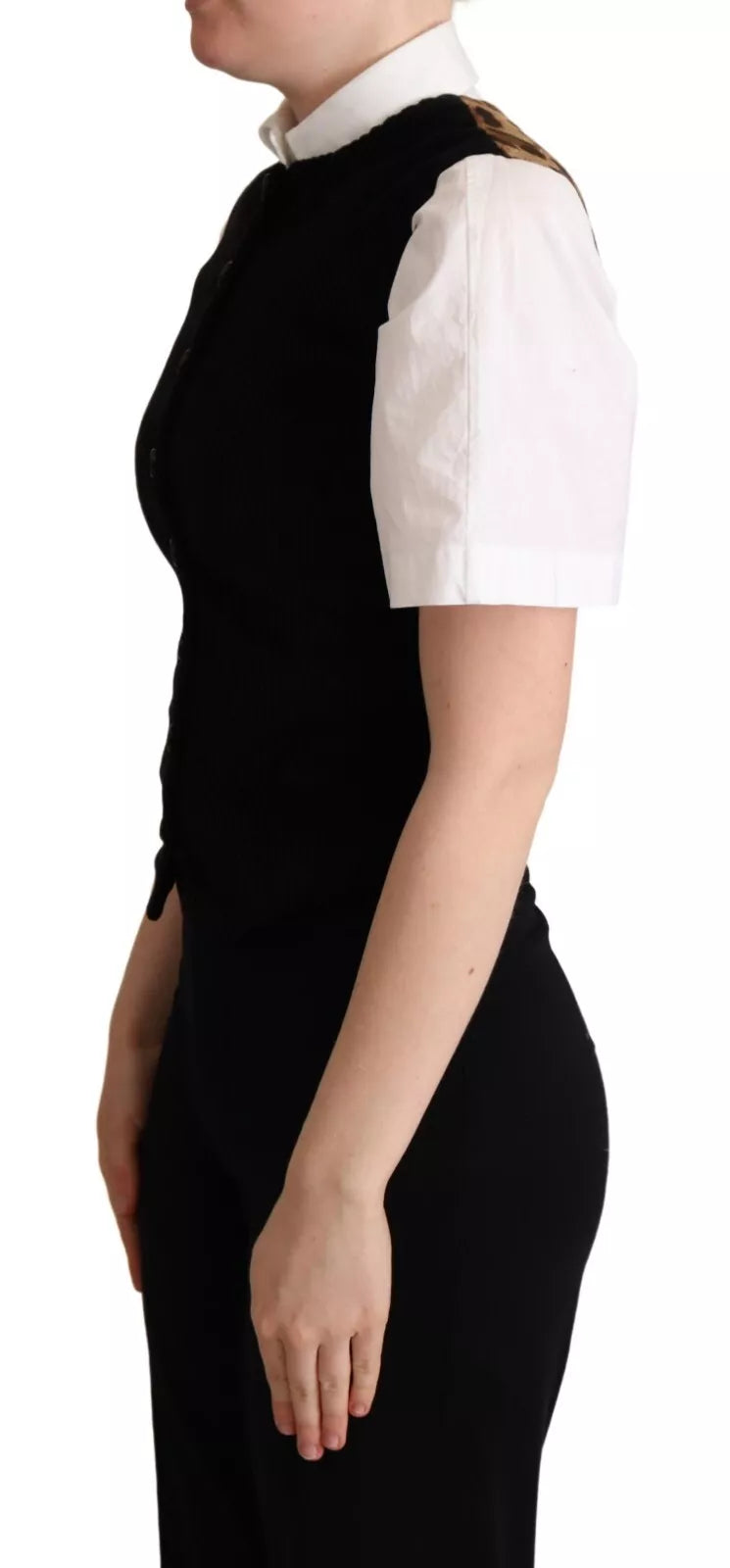 Dolce & Gabbana Schwarz Braun Leopard Print Weste Weste