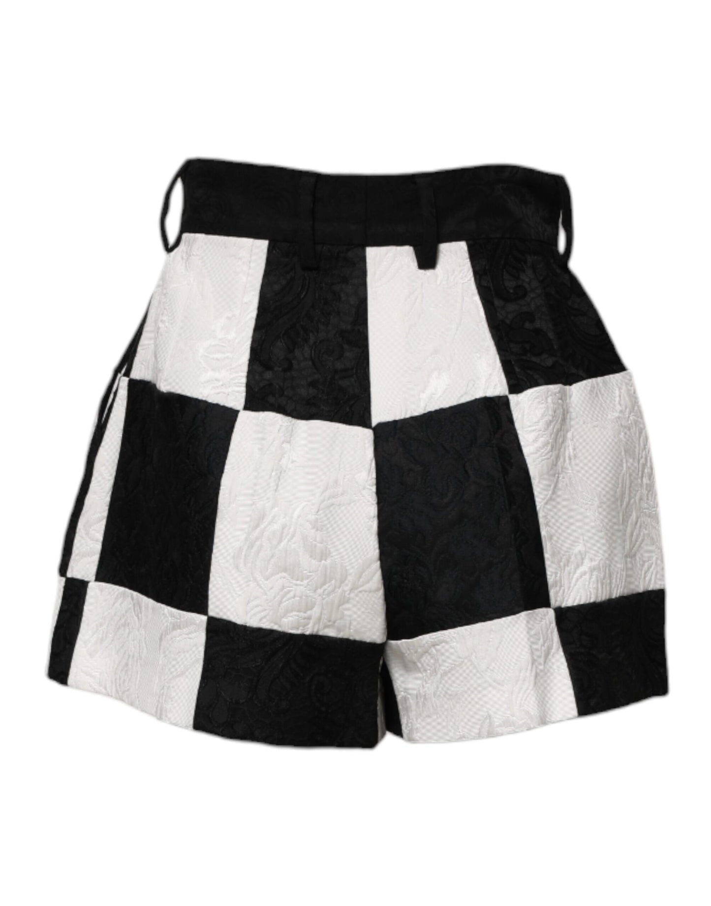Dolce & Gabbana Schwarz Weiß Floral Brokat Hot Pants Shorts