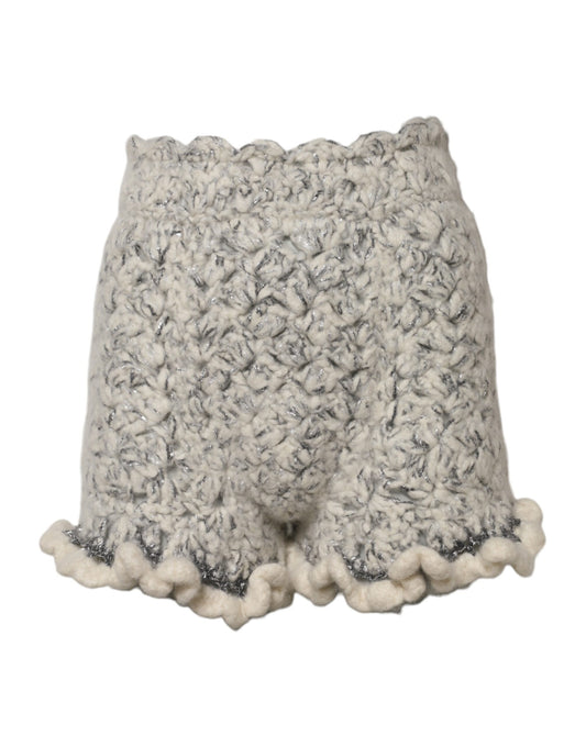 Dolce & Gabbana Metallische Bouclé-Strick-Kaschmir-Krawatten-Shorts