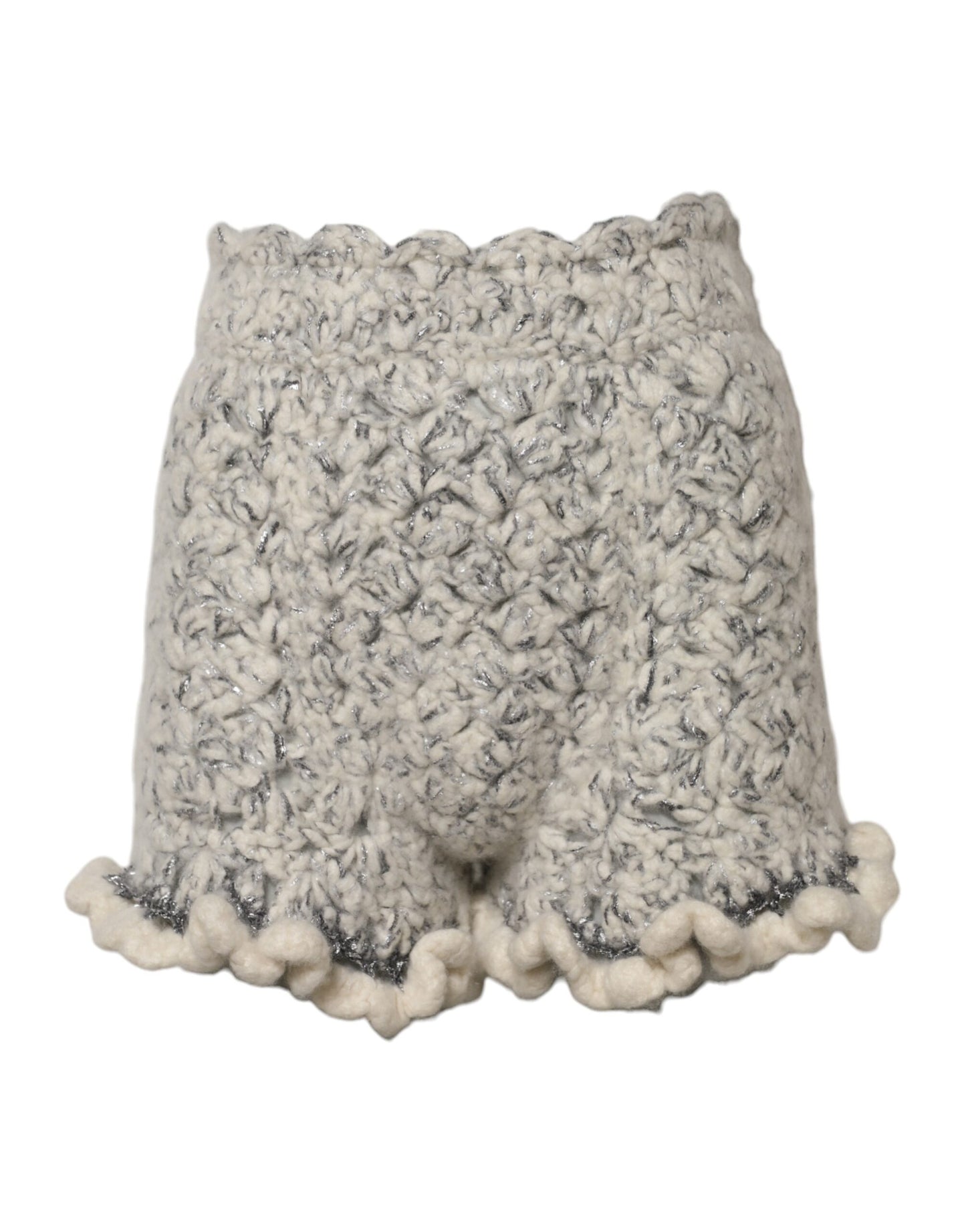 Dolce & Gabbana Metallische Bouclé-Strick-Kaschmir-Krawatten-Shorts