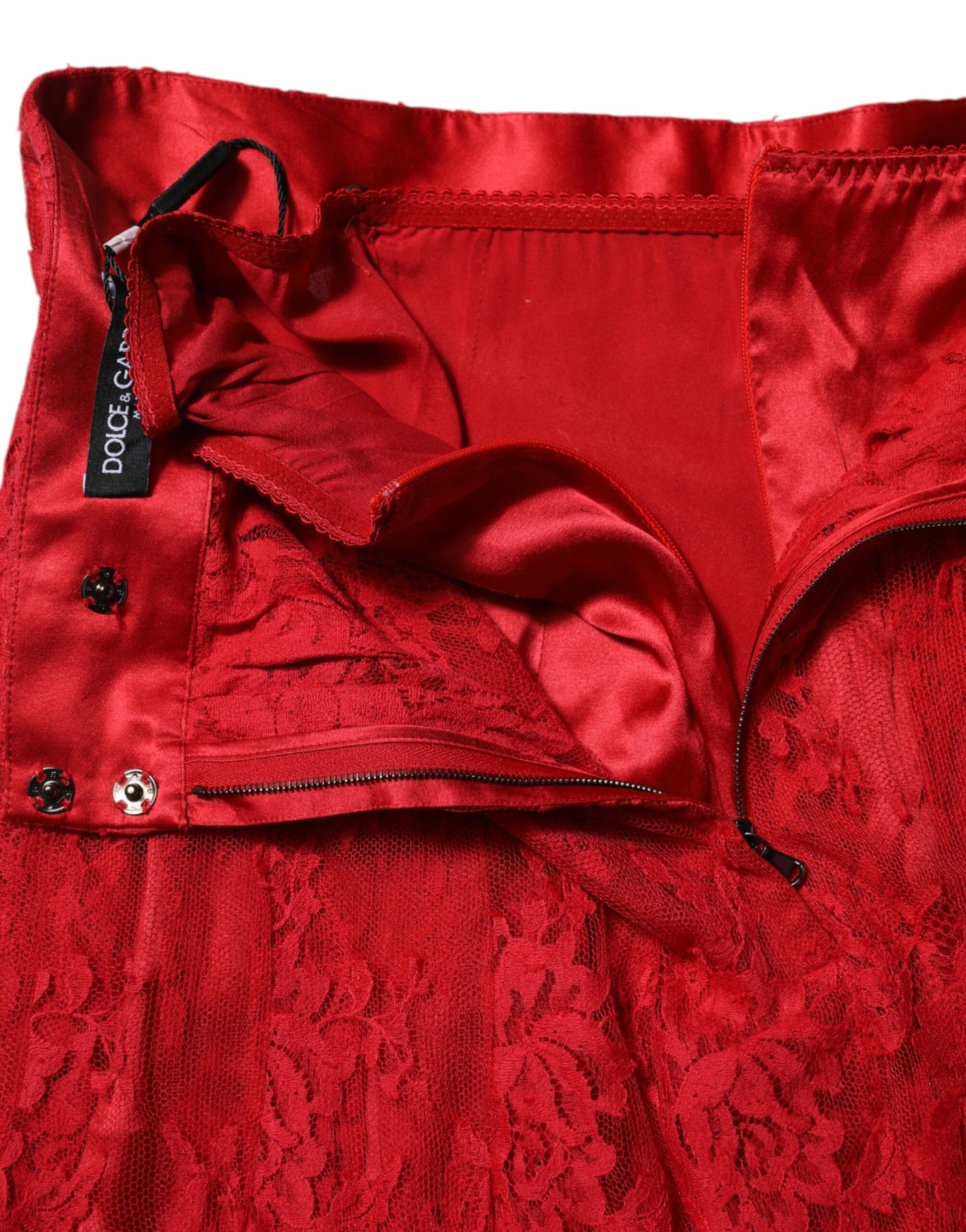 Dolce & Gabbana Roter geblümter Baumwollspitzen-Maxirock in A-Linie