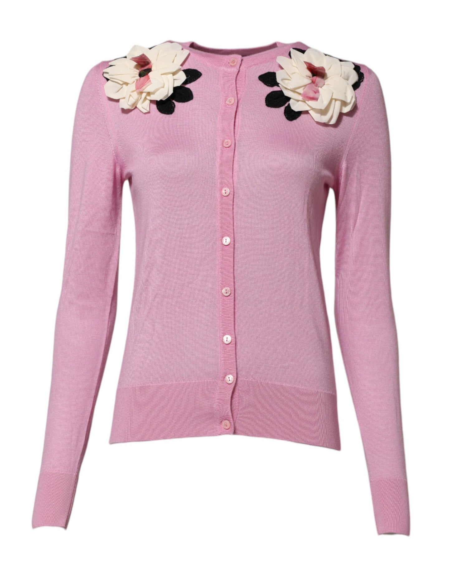 Dolce & Gabbana Rosa Strickjacke mit Blumenverzierung