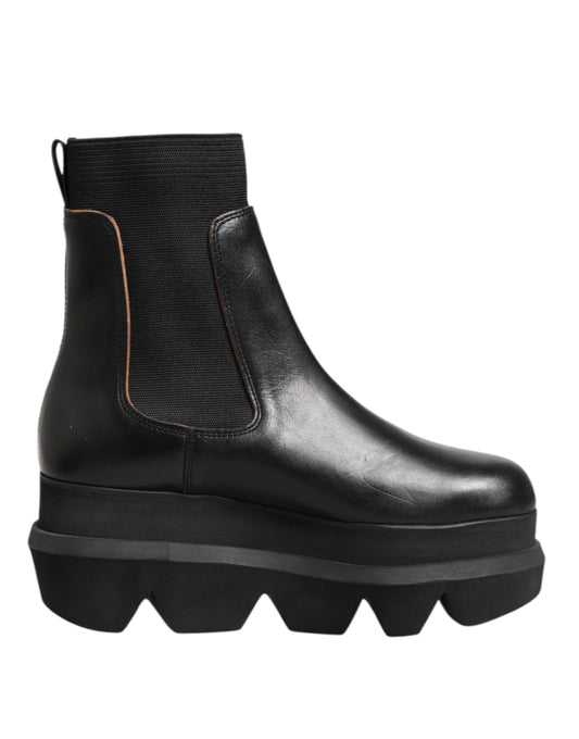 Sacai Schwarze Chelsea Leder Pull On Damen Ankle Boots Schuhe