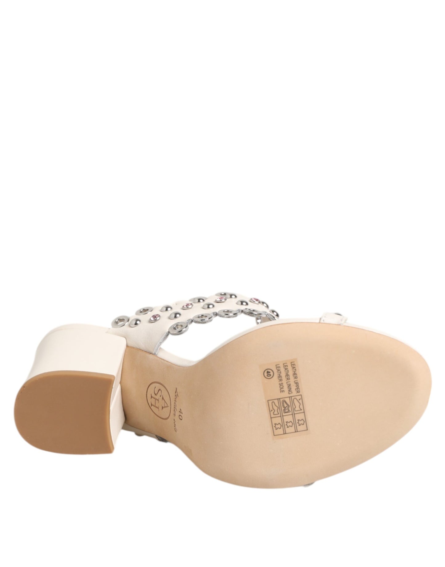 ASH Weiße Blockabsatz-Sandalen mit Nieten-Viertelriemen Schuhe