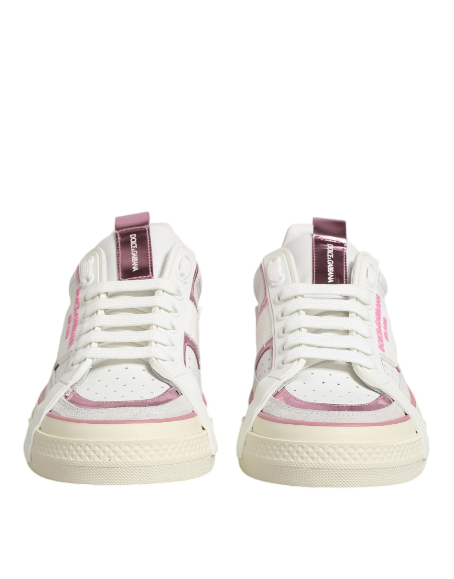 Dolce & Gabbana Weißes Leder DG Logo Low Top Sneakers Schuhe