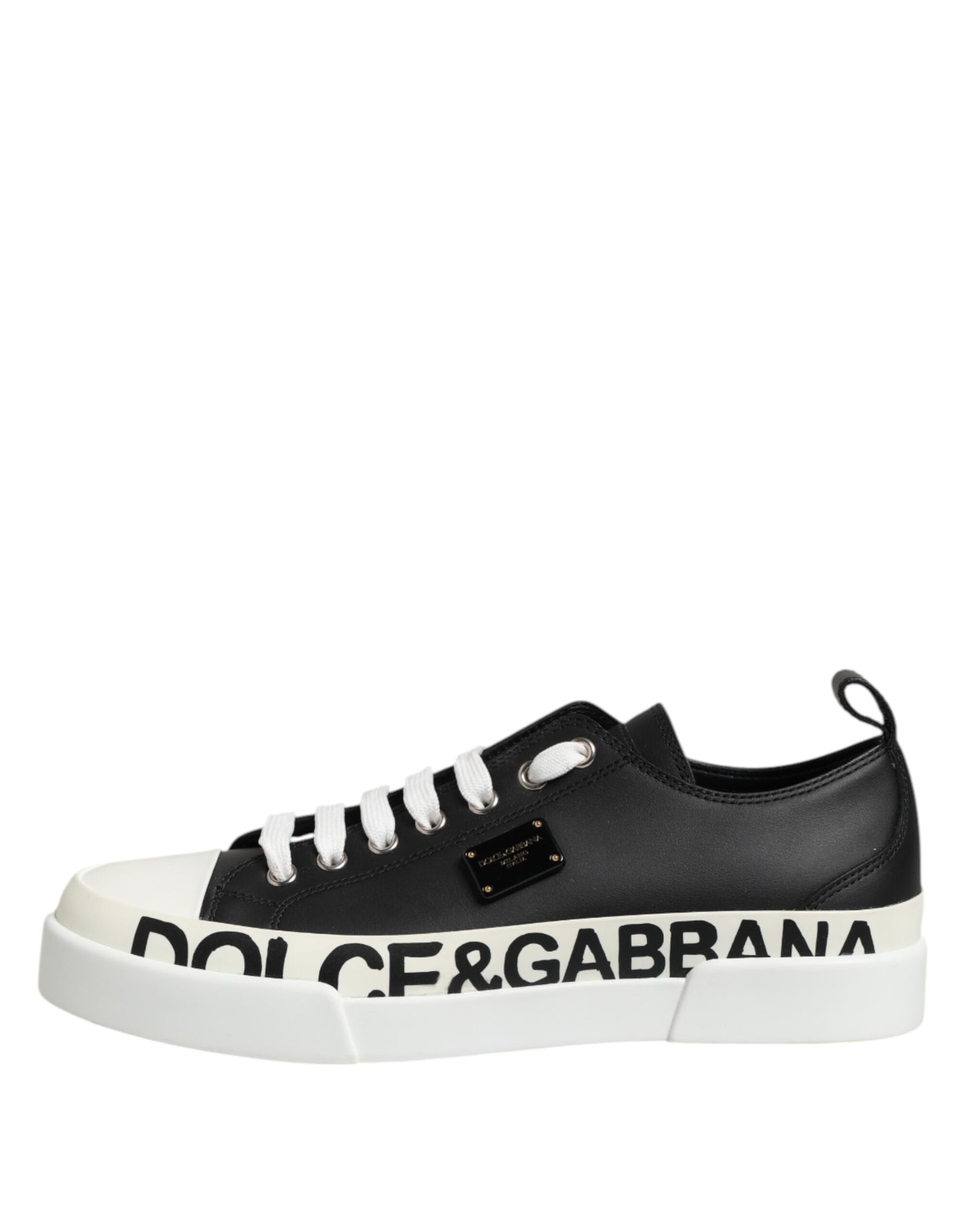 Dolce & Gabbana Schwarz Weiß Leder Low Top Sneakers Schuhe