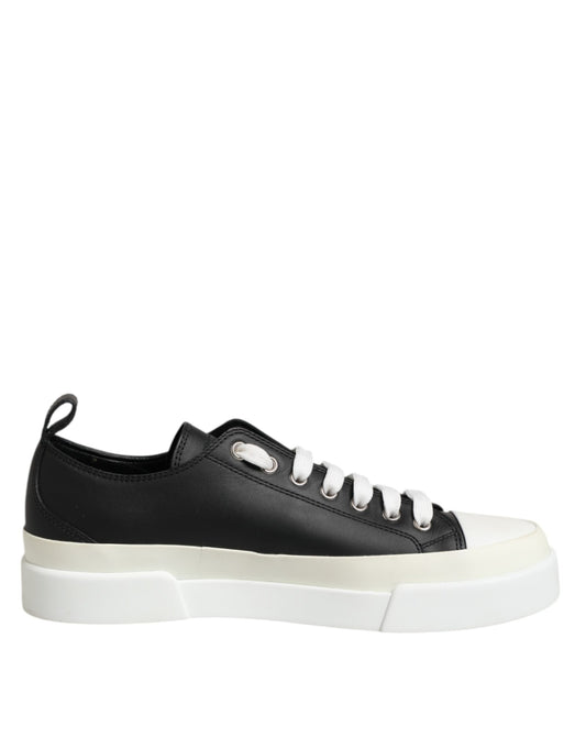 Dolce & Gabbana Schwarz Weiß Leder Low Top Sneakers Schuhe