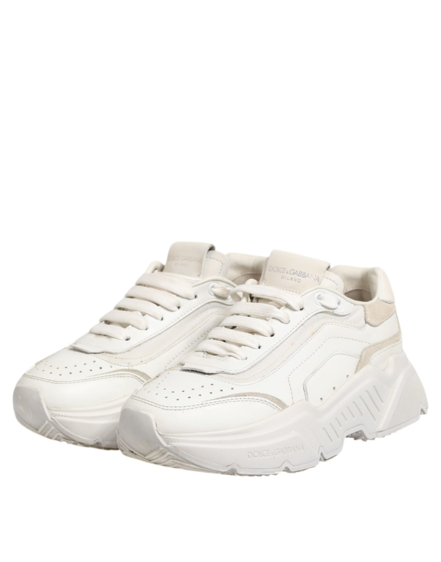 Dolce & Gabbana Weiße DAYMASTER Kalbsleder Sneakers Schuhe