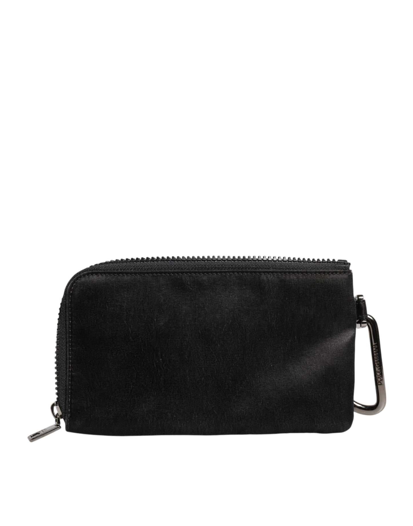 Dolce & Gabbana Schwarzes Nylon Logo Plaque Schlüsselanhänger Tasche Clutch