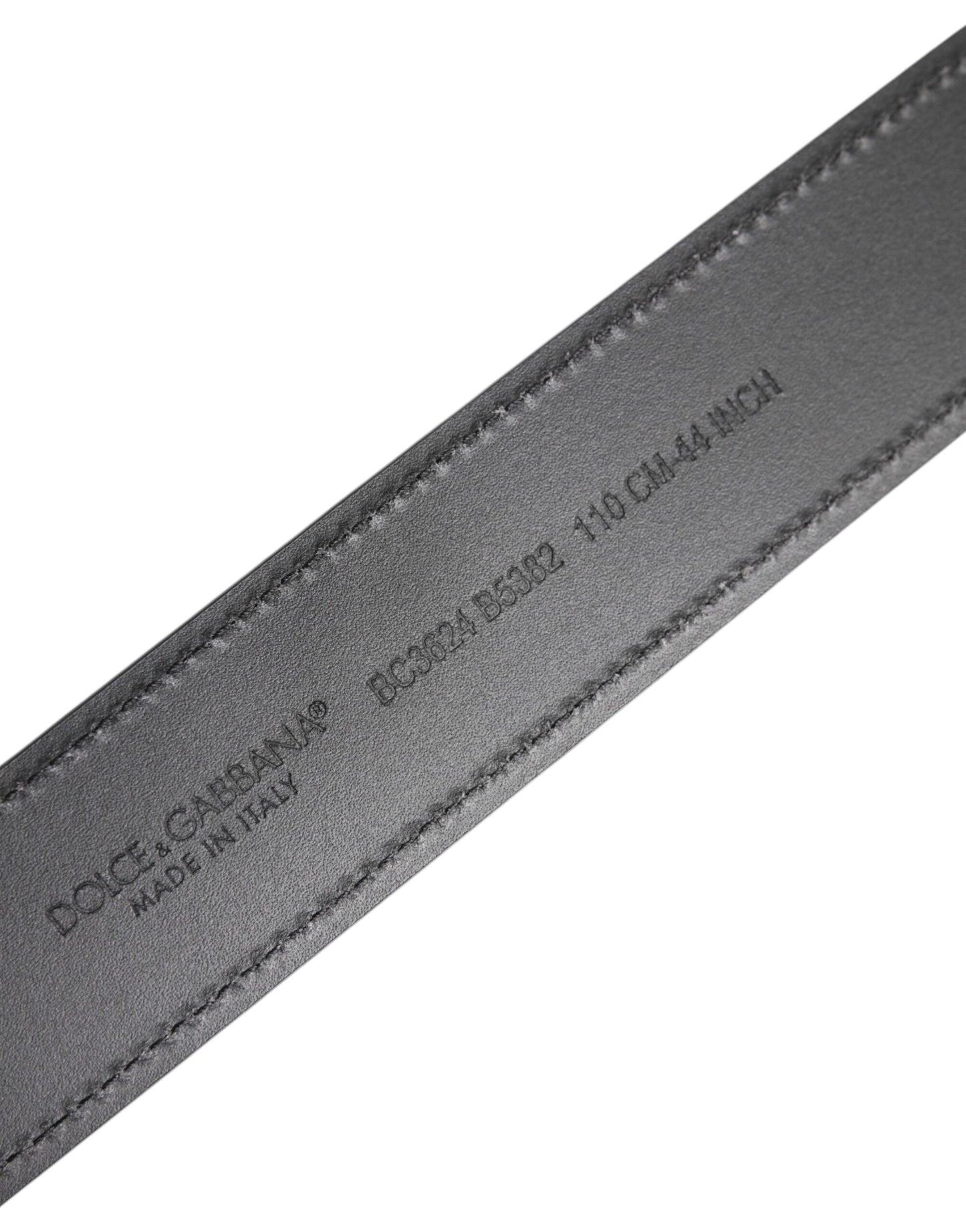 Dolce & Gabbana Schwarzes Leder Silber Metall Logo Schnalle Gürtel