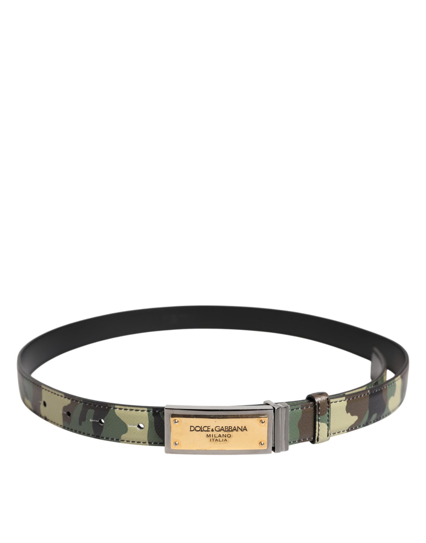 Dolce & Gabbana Multicolor Camouflage Metall Logo Schnalle Gürtel
