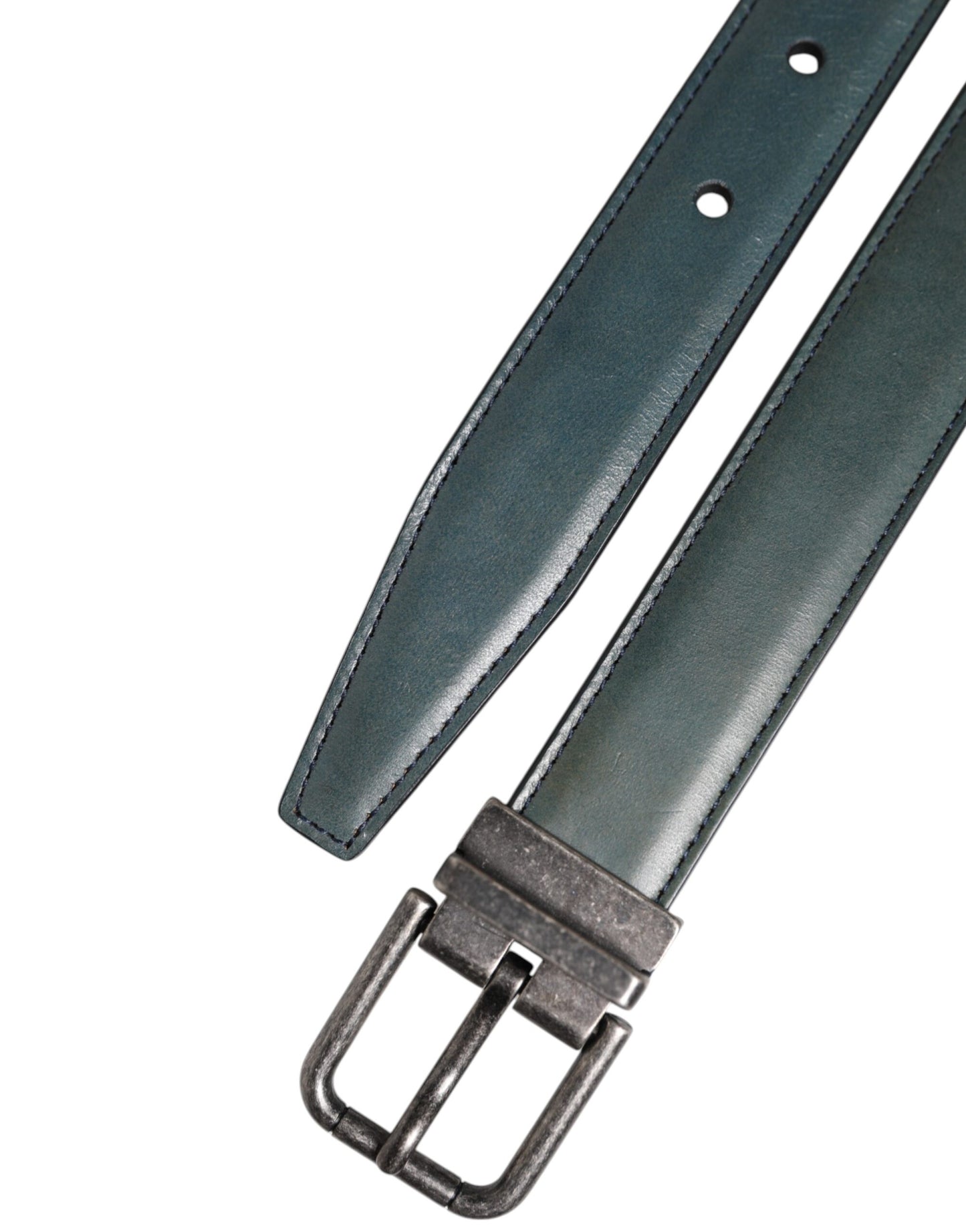 Dolce & Gabbana Grüner klassischer Ledergürtel mit Metall-Logo-Schnalle