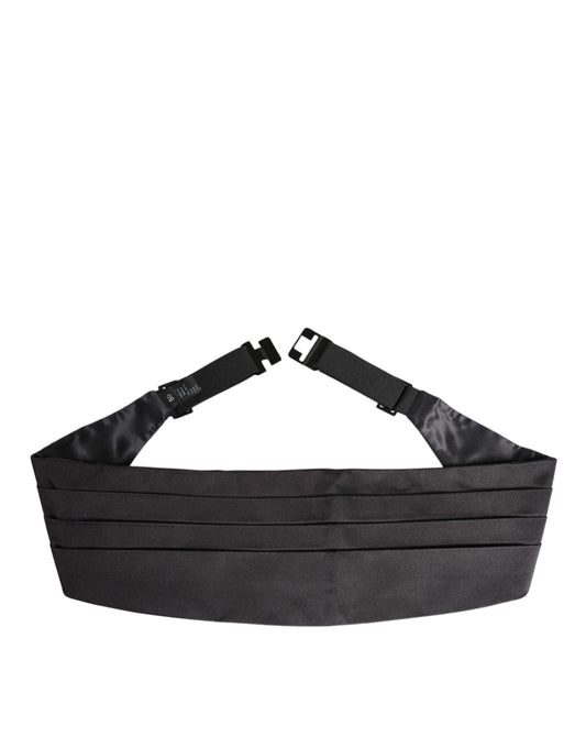 Dolce & Gabbana Schwarzer Herren 100% Seidengürtel Breite Taille Kummerbund