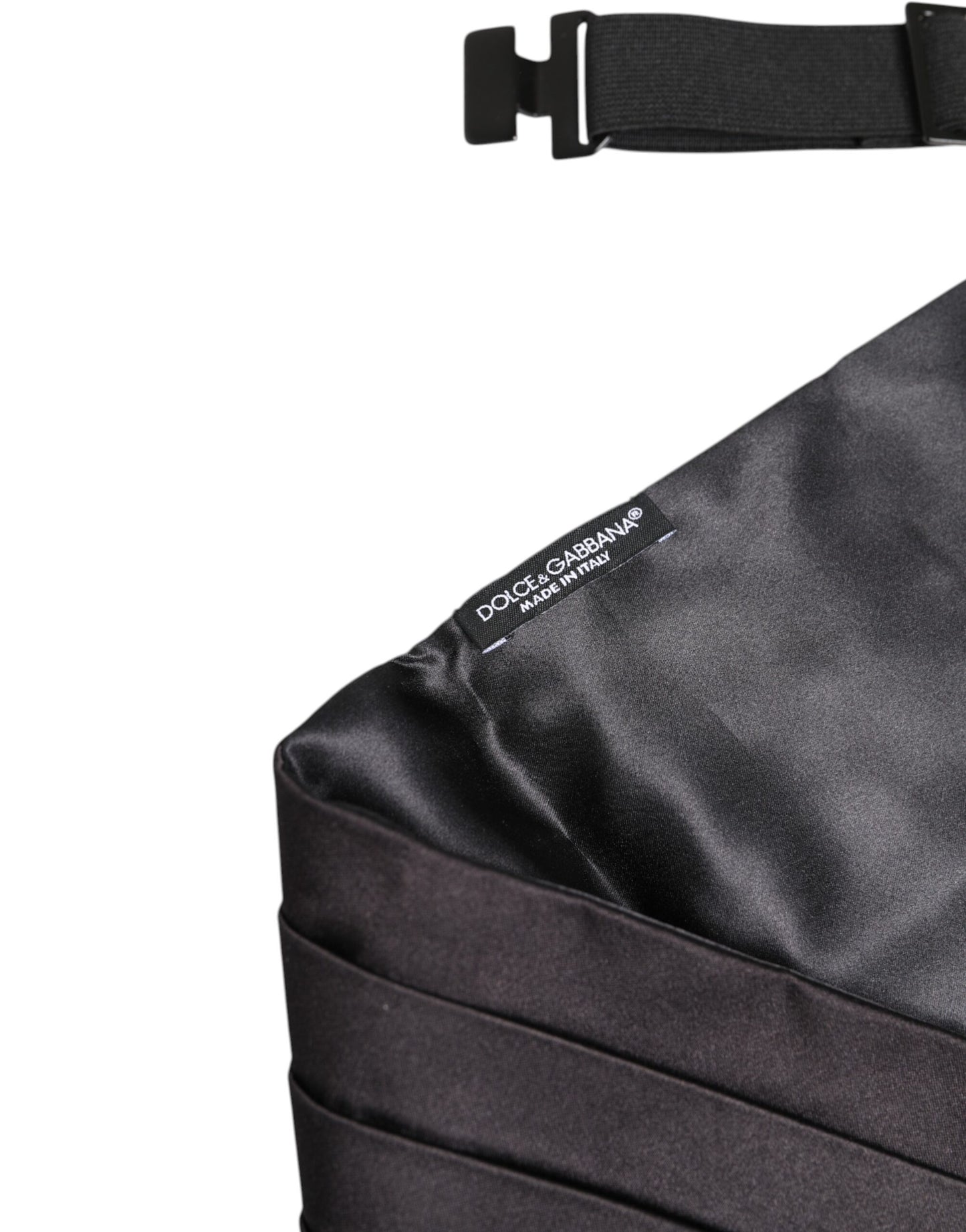 Dolce & Gabbana Schwarzer Herren 100% Seidengürtel Breite Taille Kummerbund