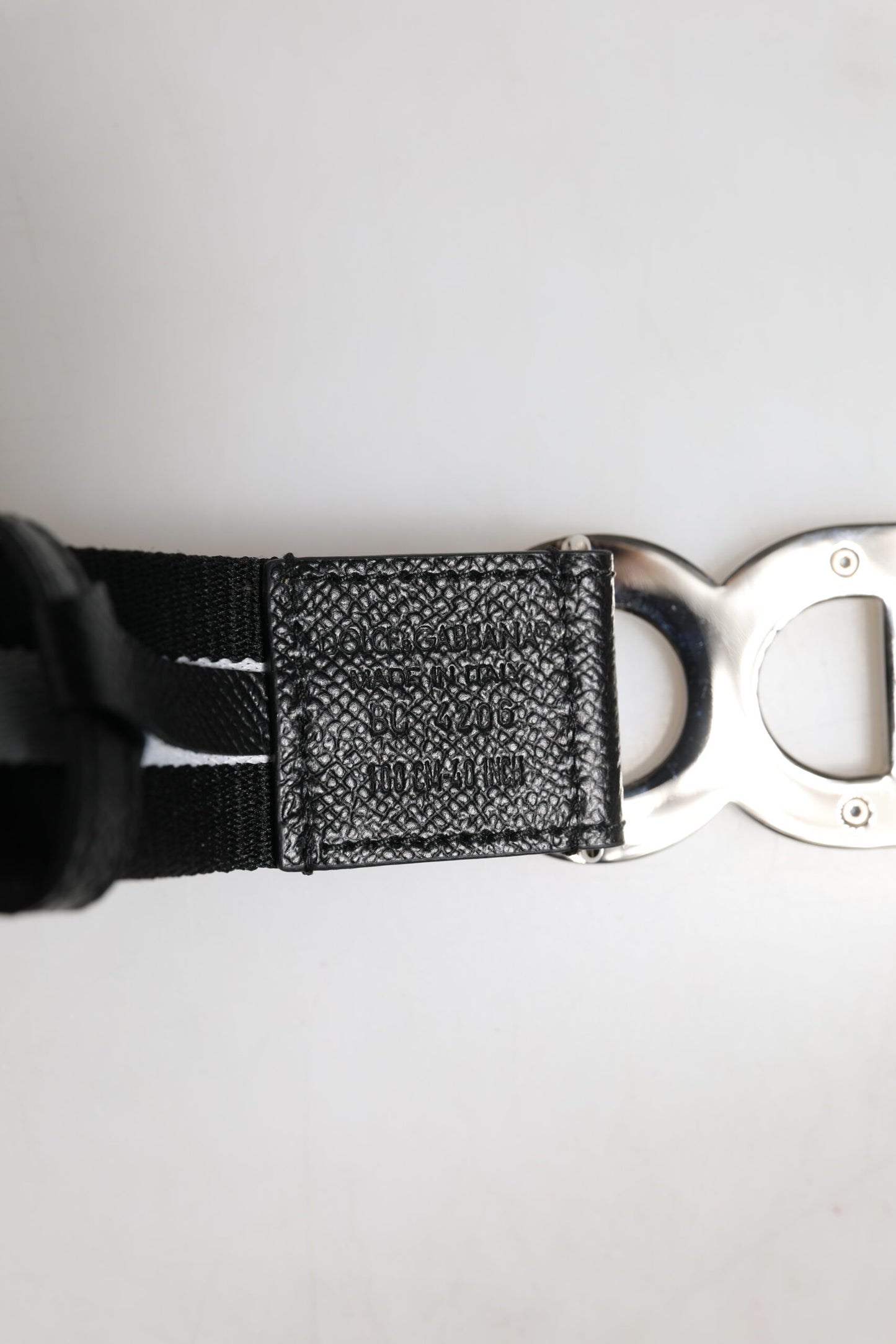 Dolce & Gabbana Schwarzer Baumwollgürtel mit goldener Schnalle und DG-Logo