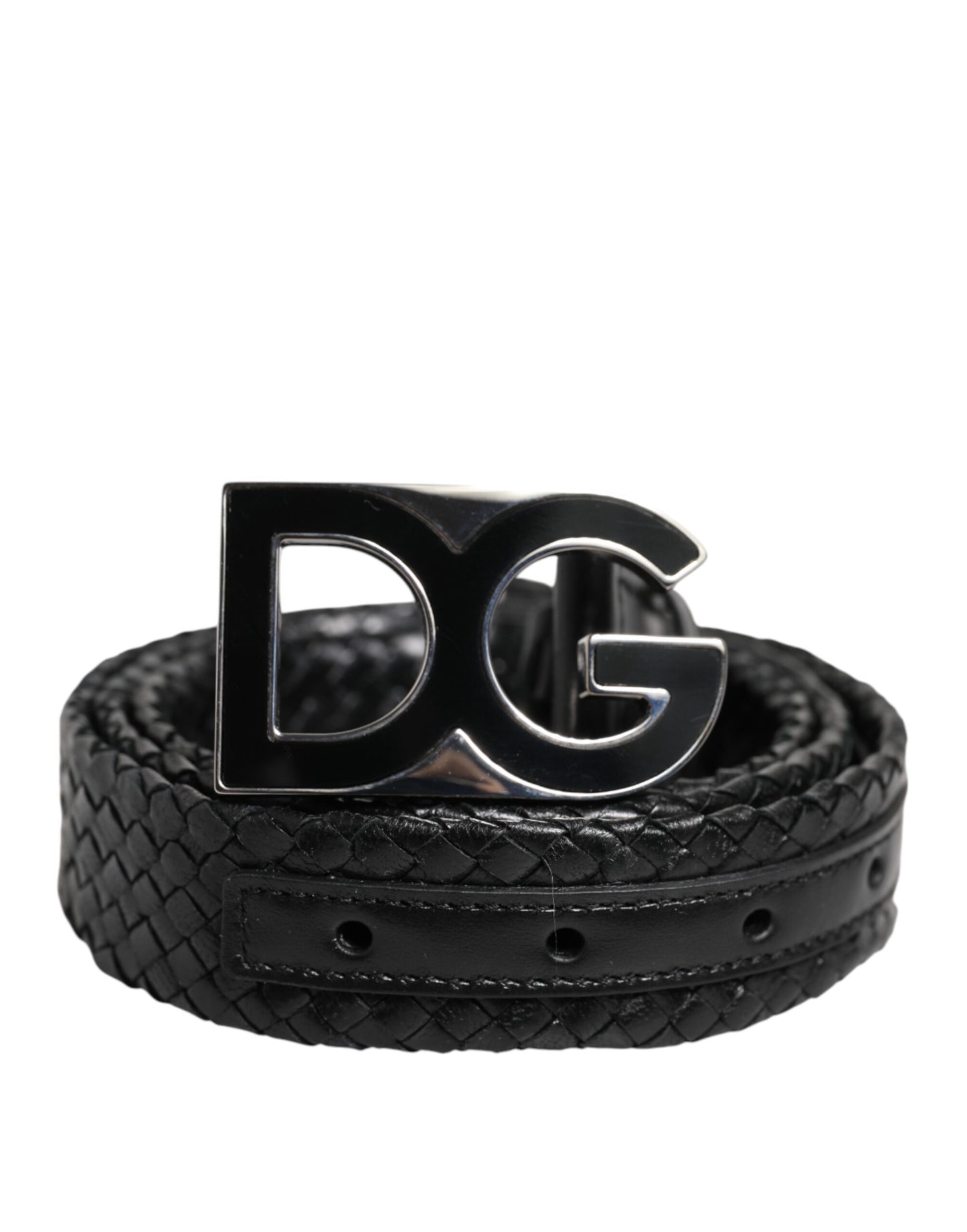 Dolce & Gabbana Schwarzer klassischer Leder DG Logo Schnallengürtel