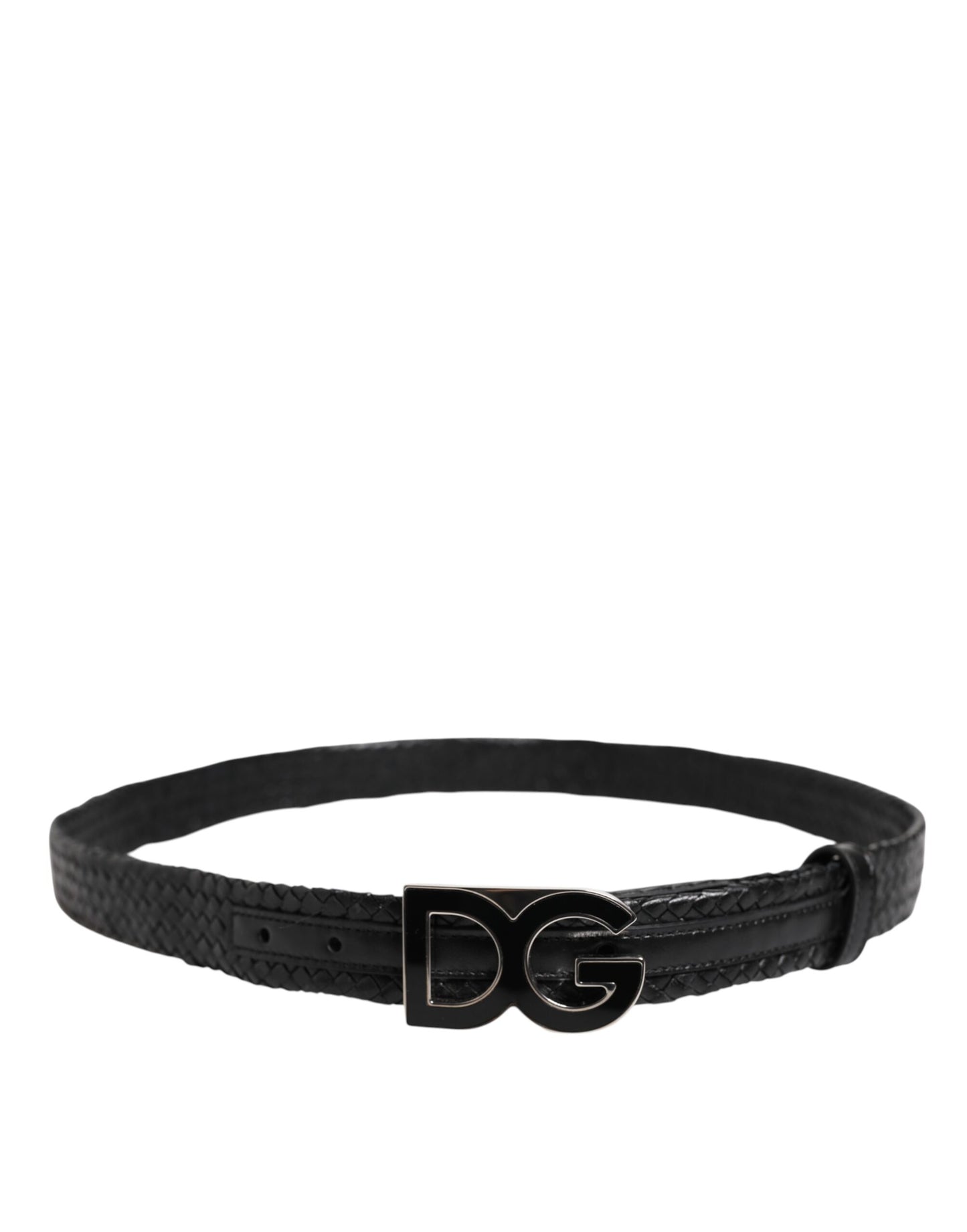 Dolce & Gabbana Schwarzer klassischer Leder DG Logo Schnallengürtel