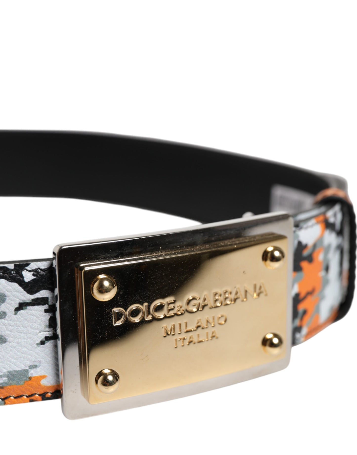 Dolce & Gabbana Multicolor Camouflage Metall Logo Schnalle Gürtel
