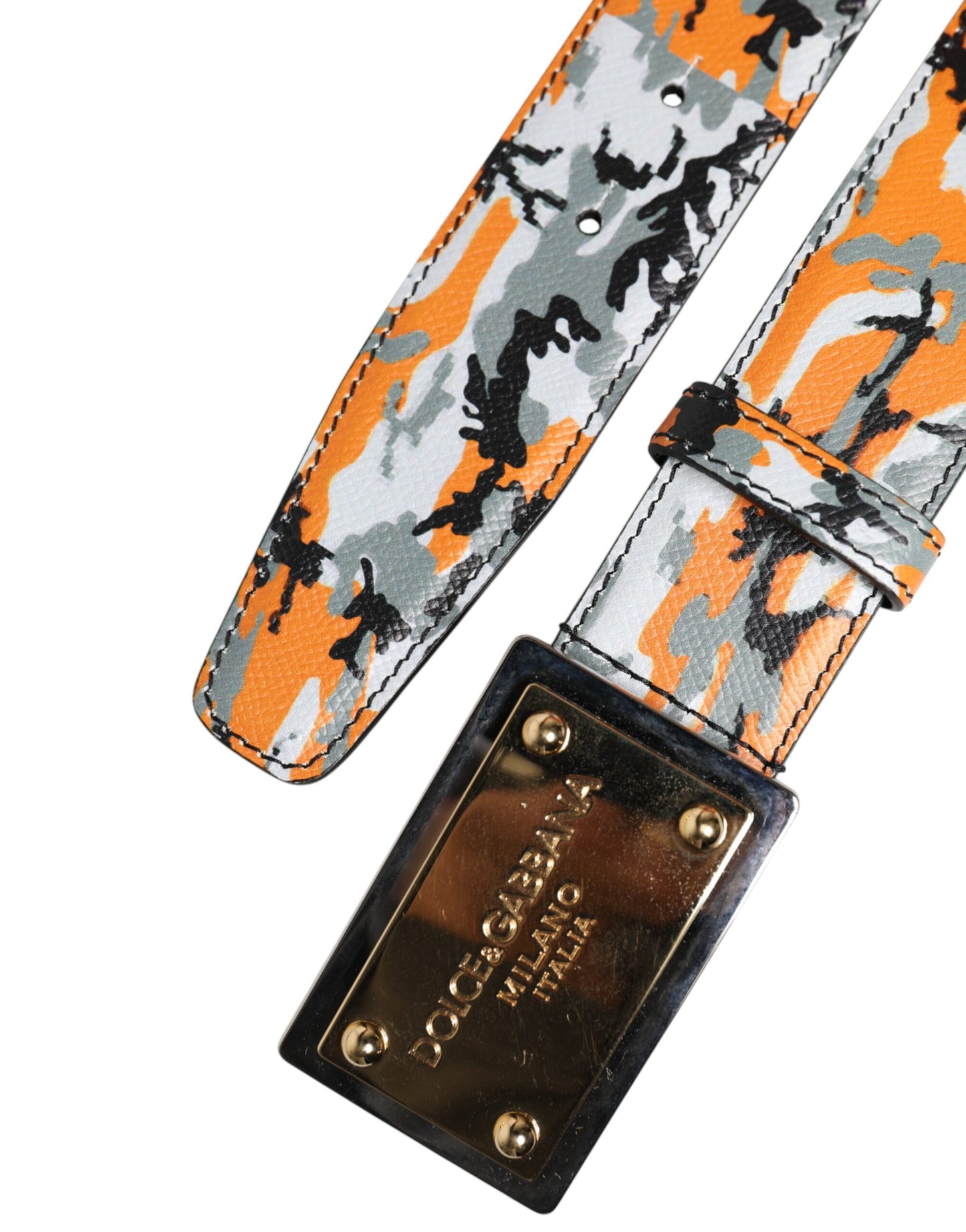 Dolce & Gabbana Multicolor Camouflage Metall Logo Schnalle Gürtel