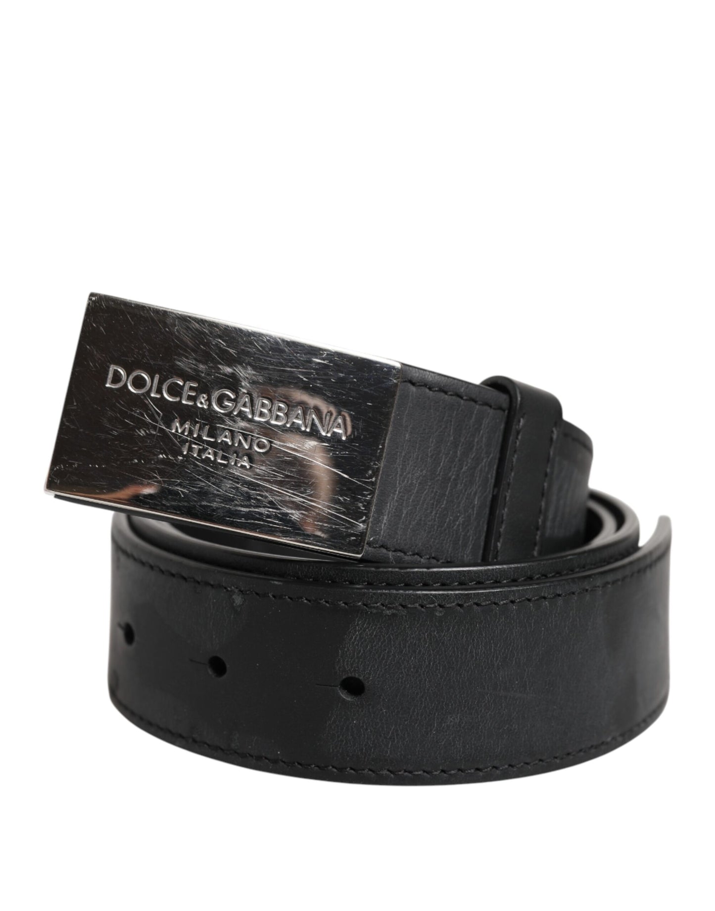 Dolce & Gabbana Schwarzer Leder-Gürtel mit klassischer Metall-Logo-Schnalle