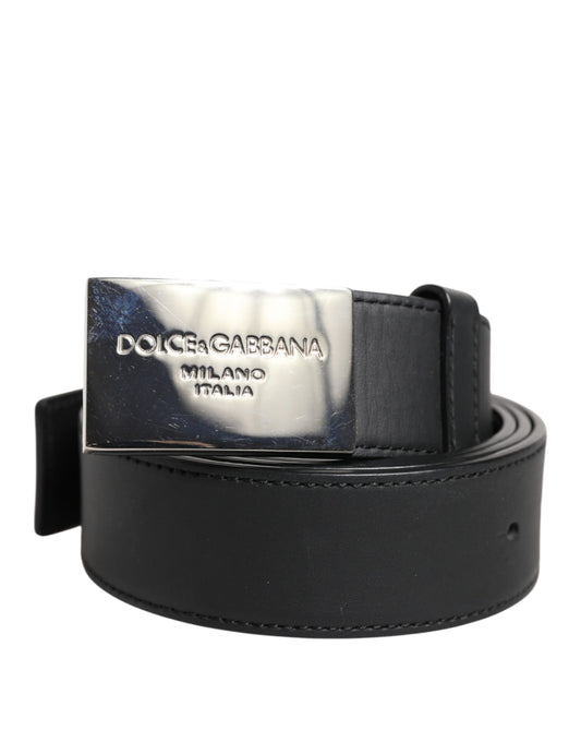 Dolce & Gabbana Schwarzer Leder-Gürtel mit Metall-Logo-Schnalle