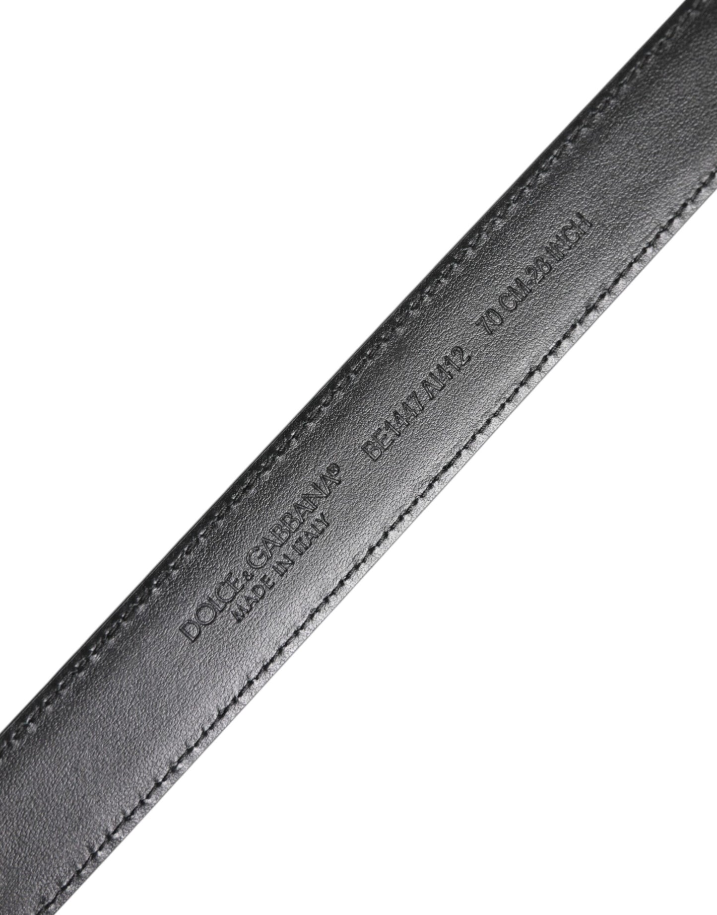 Dolce & Gabbana Schwarz Weiß Leder Silber Metall Schnalle Gürtel