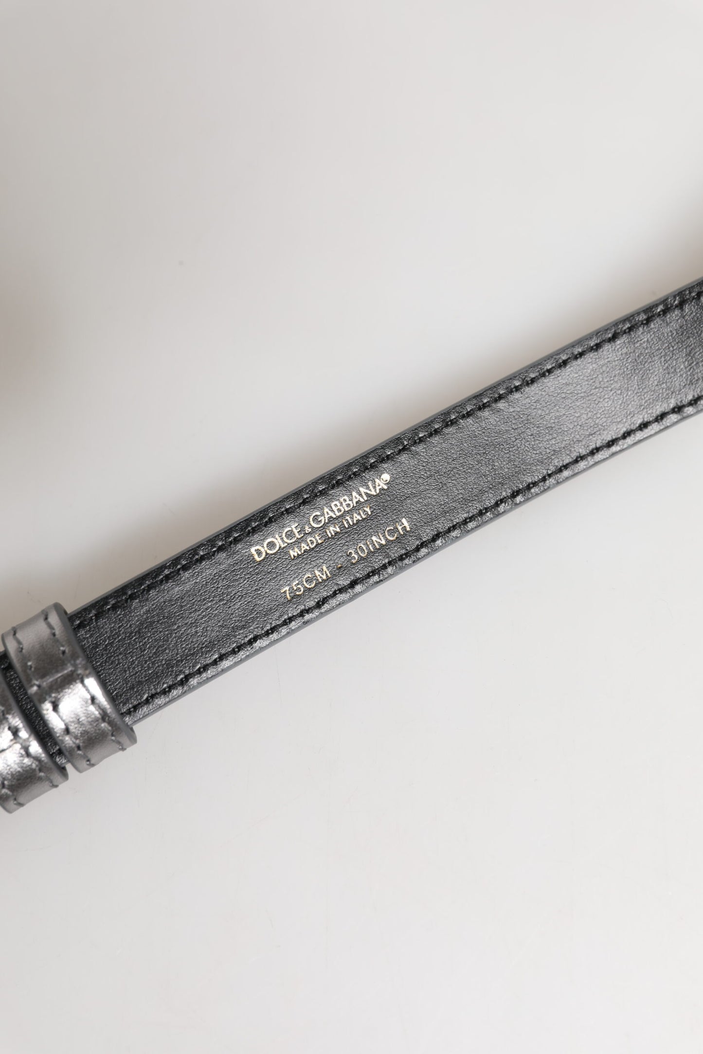 Dolce & Gabbana Silberne Logo-Gravur Metall Gürtelschnalle