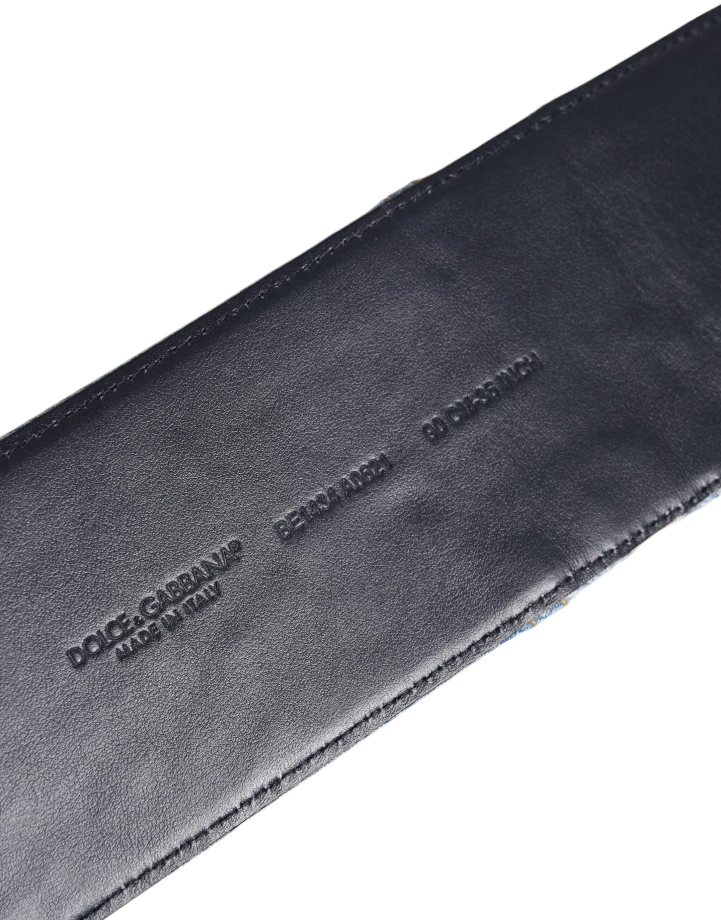 Dolce & Gabbana Zweifarbiger Gürtel aus blauem Denim mit goldener Metallschnalle