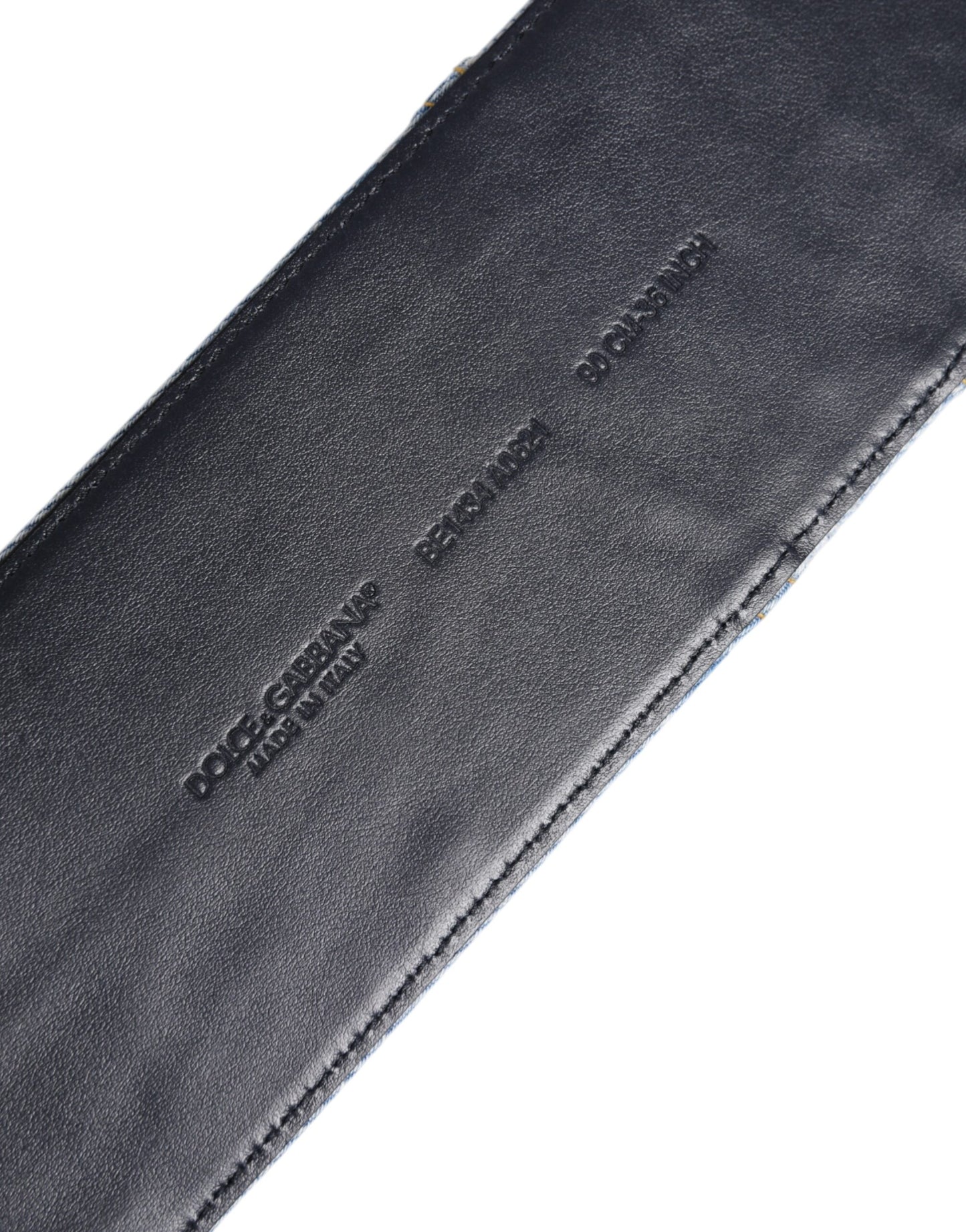 Dolce & Gabbana Zweifarbiger Gürtel aus blauem Denim mit goldener Metallschnalle