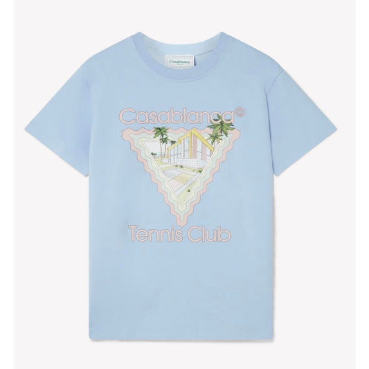 Casablanca T-Shirt aus blauer Baumwolle