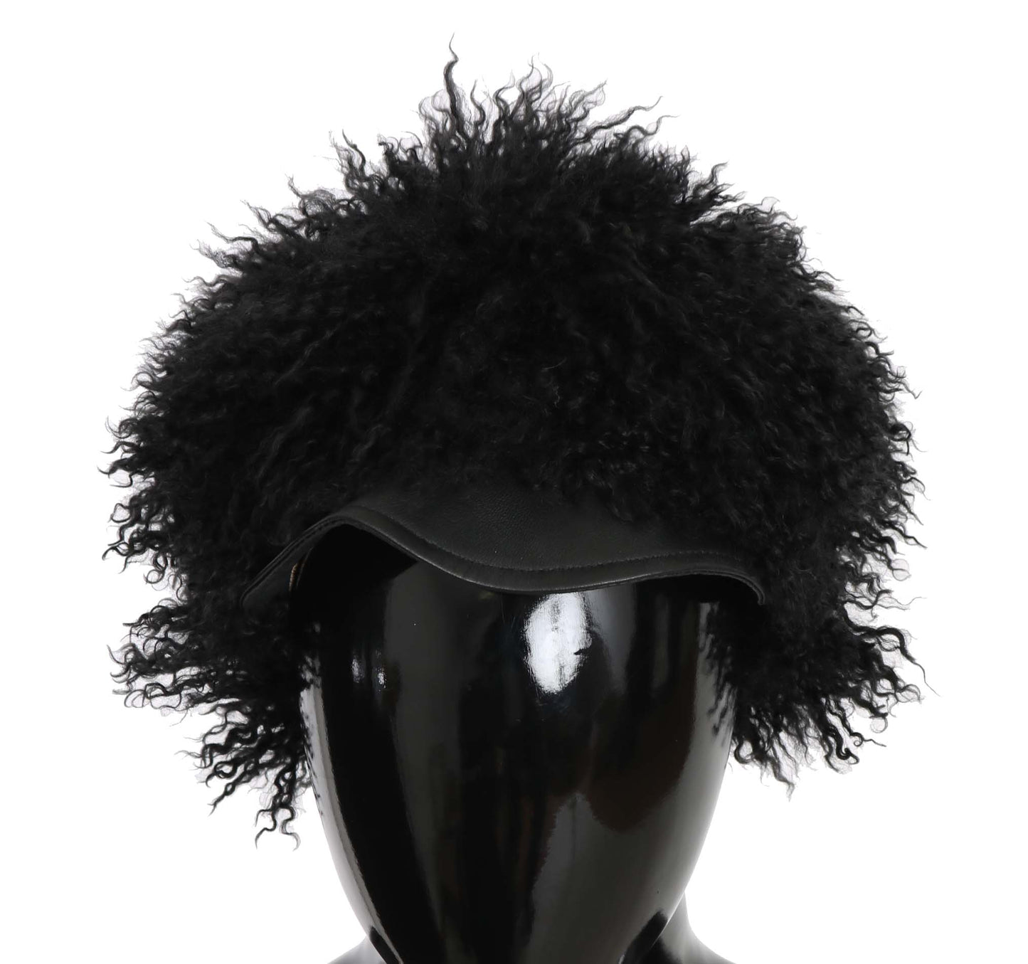 Dolce & Gabbana Schwarzer Tibet Lammfell Leder Gatsby Hut
