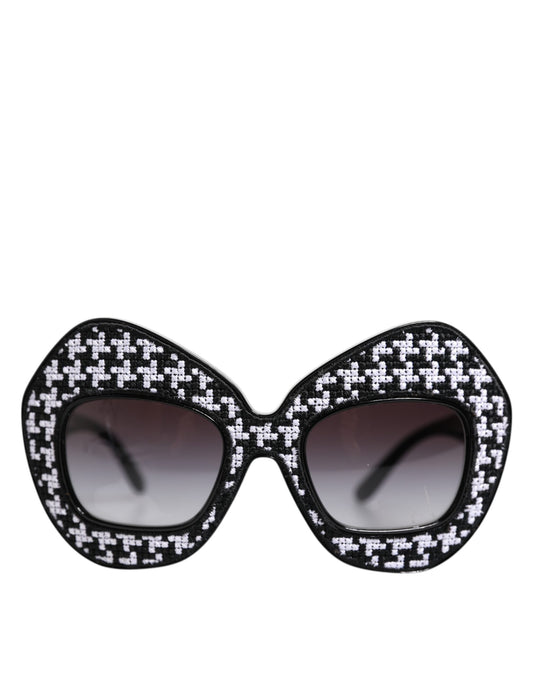 Dolce & Gabbana Schwarz-Weiß PIED DE POULE Print Oversized Shades Sonnenbrille