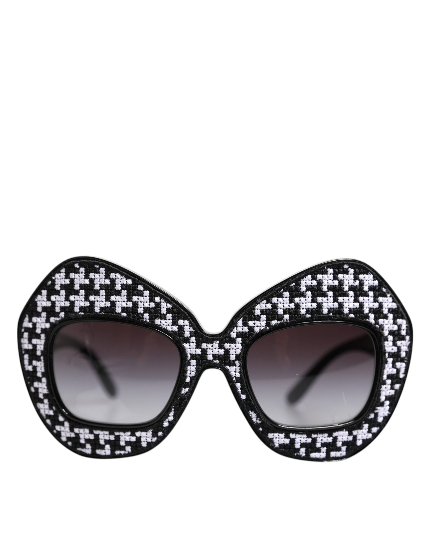 Dolce & Gabbana Schwarz-Weiß PIED DE POULE Print Oversized Shades Sonnenbrille