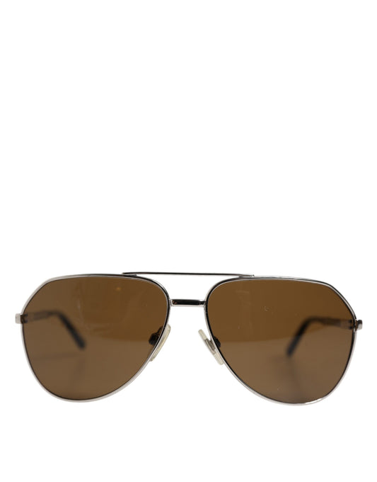 Dolce & Gabbana DG2073 Silberner Stahl Klassischer Pilot Braune Gläser Sonnenbrille