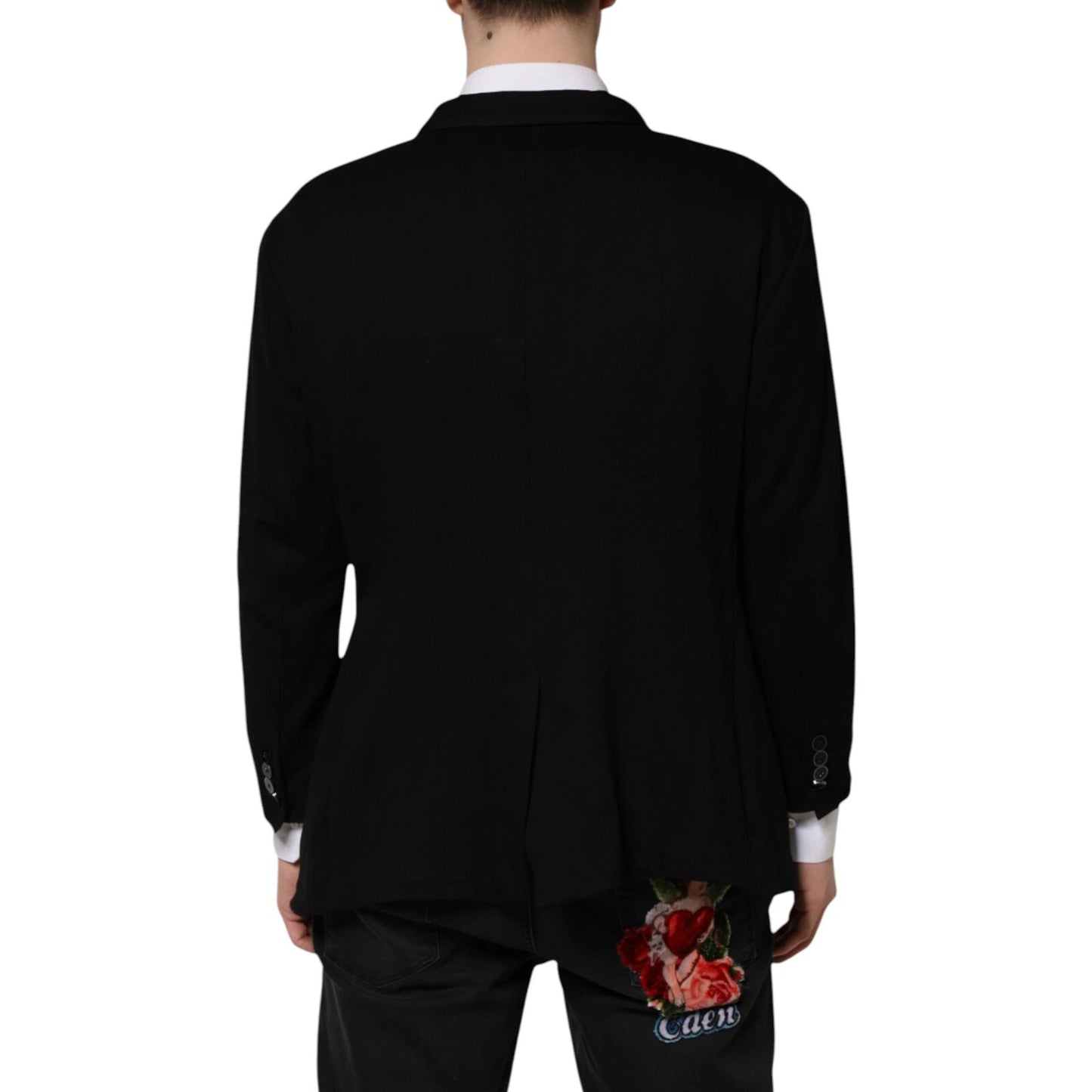Dolce & Gabbana Schwarzer Viskose DG Crown Blazer Mantel Jacke