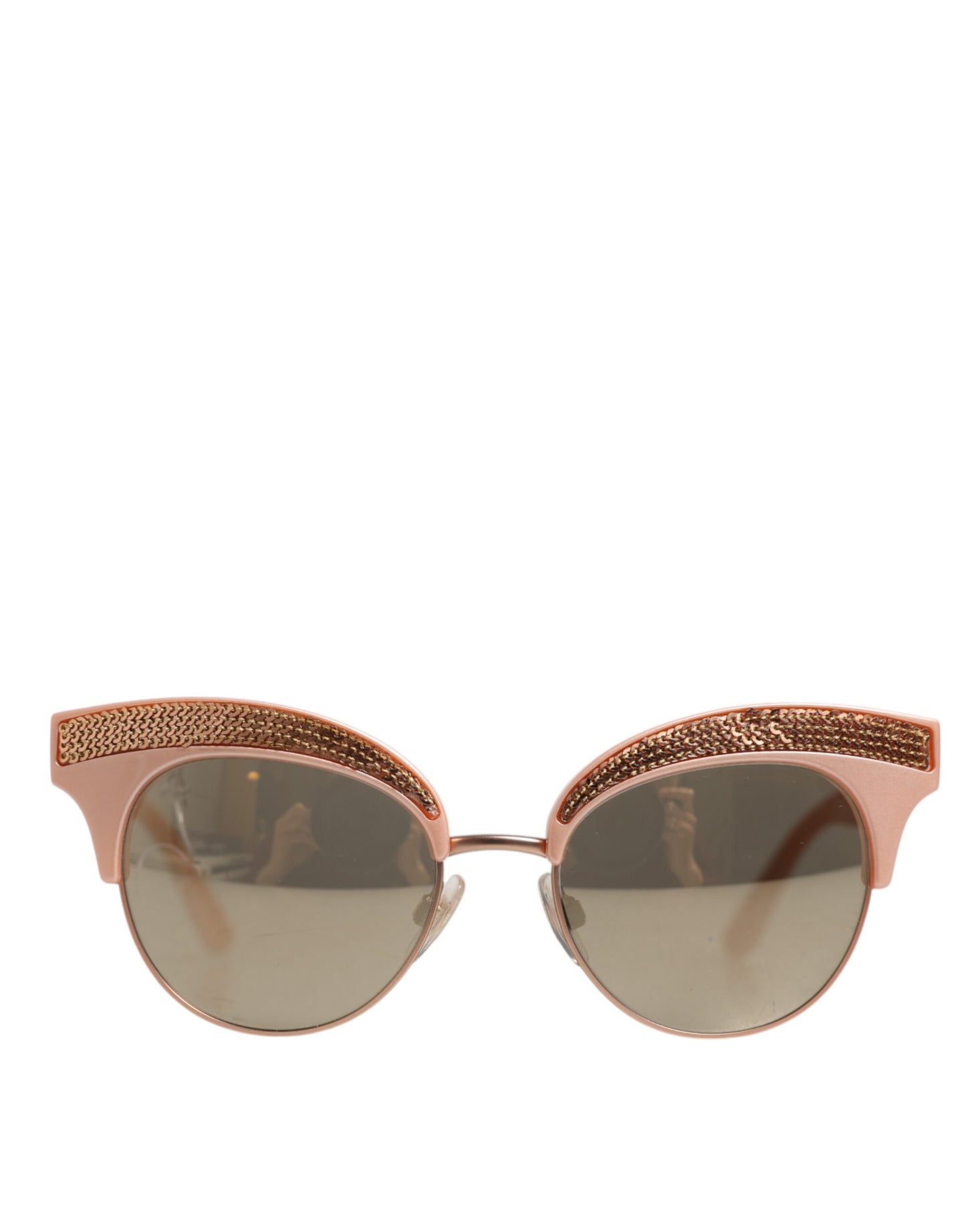 Dolce & Gabbana Rosa Gold verspiegelte Cat Eye DG6109 Pailletten-Sonnenbrille