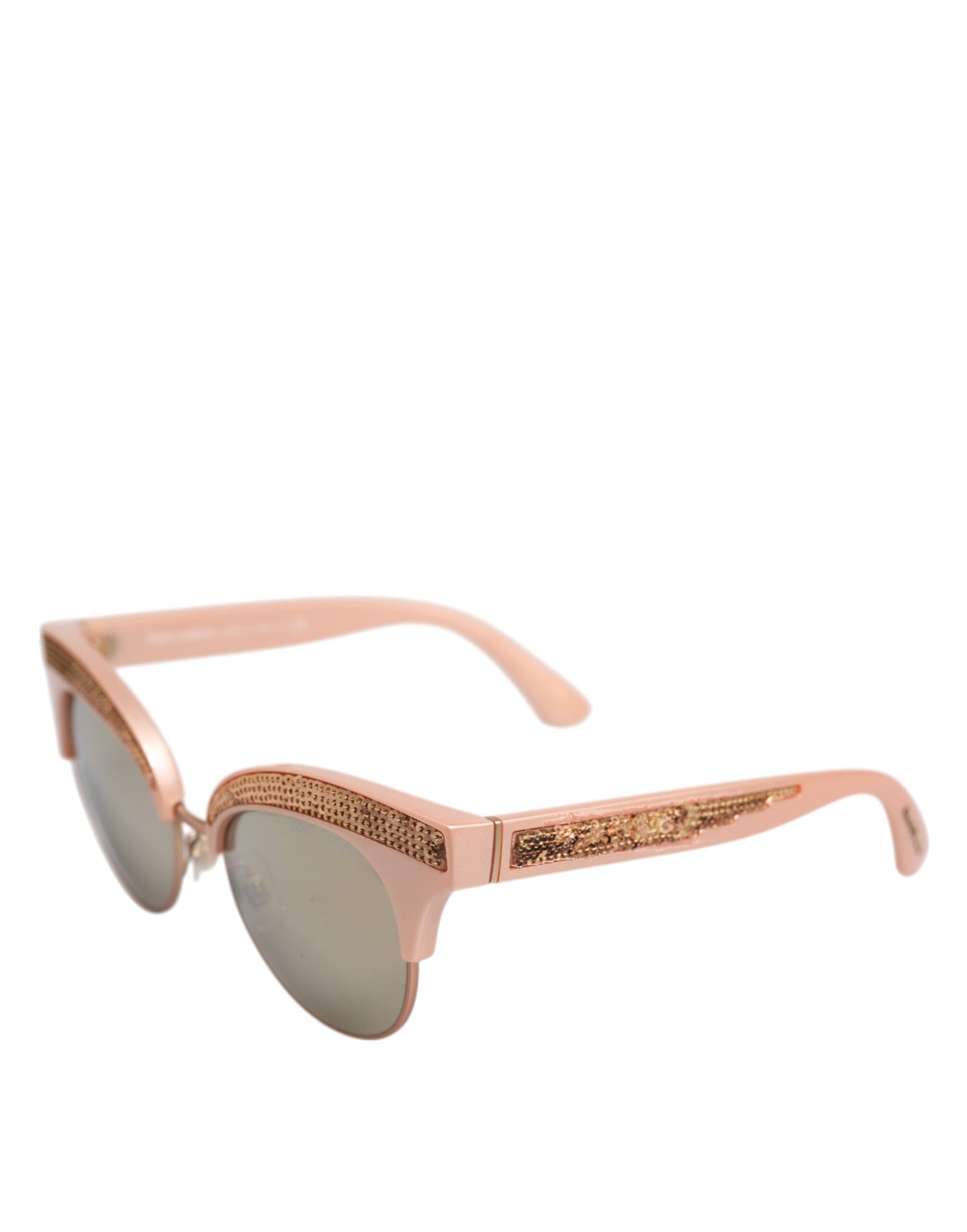 Dolce & Gabbana Rosa Gold verspiegelte Cat Eye DG6109 Pailletten-Sonnenbrille