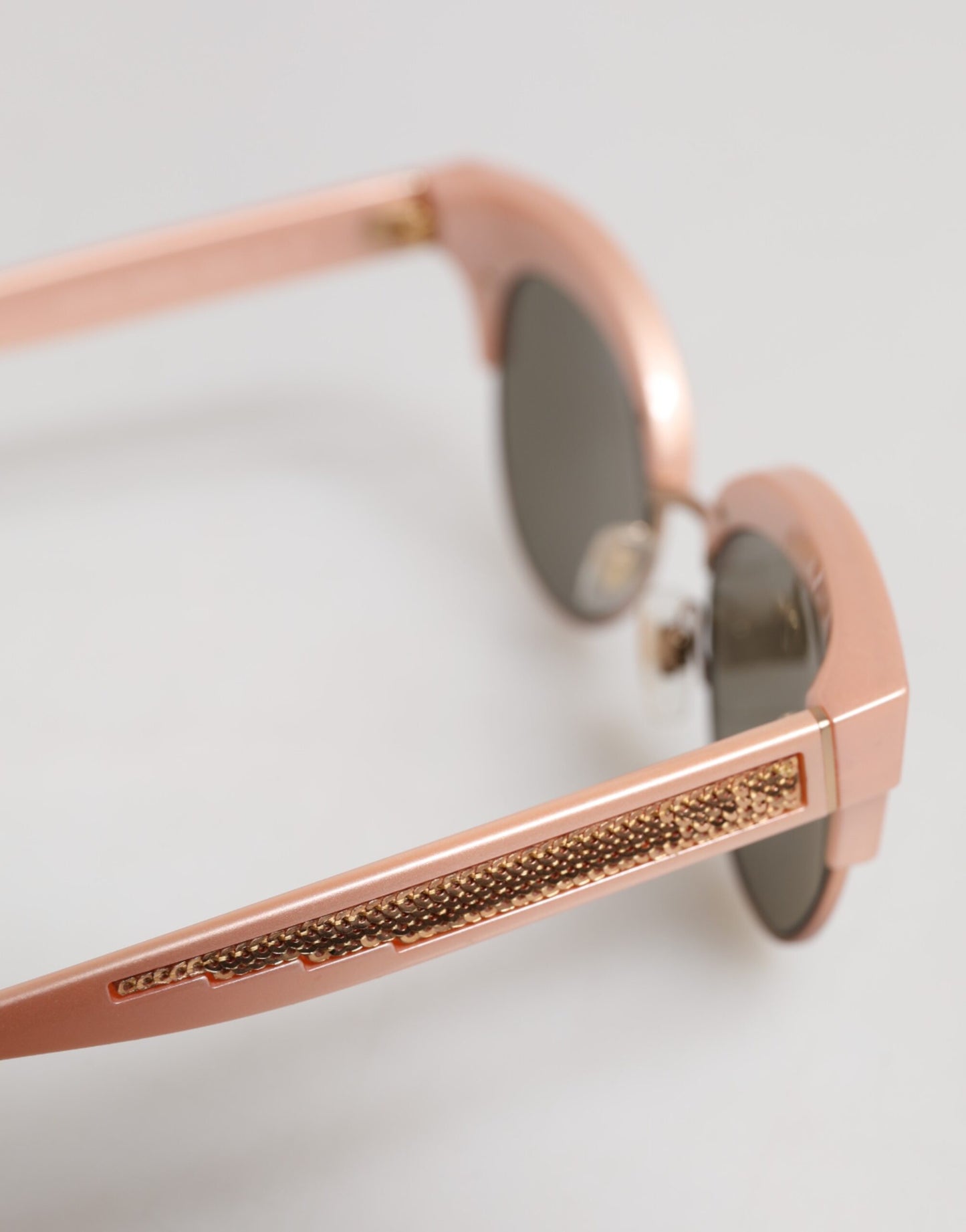 Dolce & Gabbana Rosa Gold verspiegelte Cat Eye DG6109 Pailletten-Sonnenbrille
