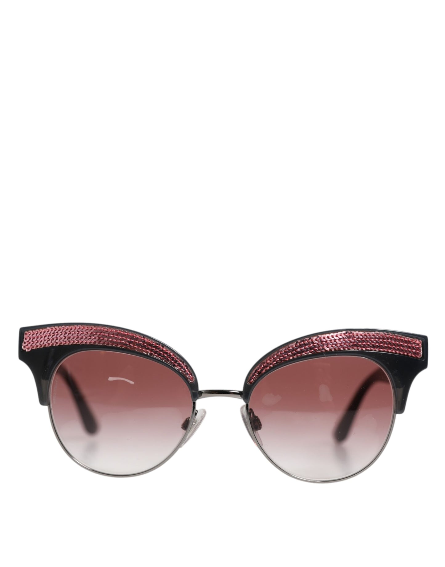 Dolce & Gabbana Schwarz rosa verspiegelte Cat Eye DG6109 Pailletten-Sonnenbrille