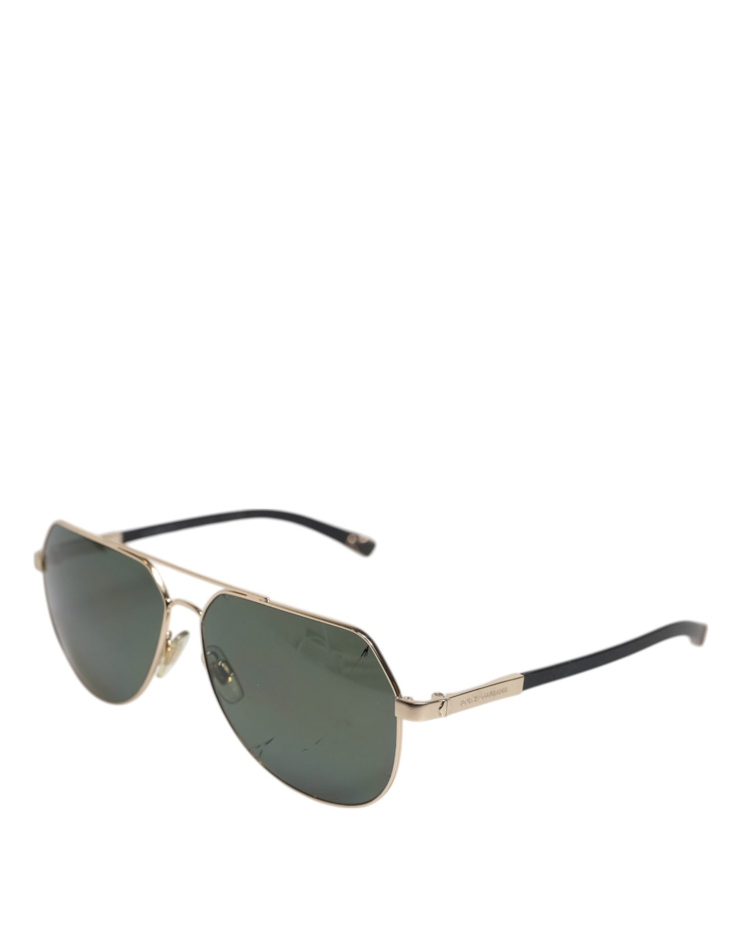 Dolce & Gabbana Schwarze 18K vergoldete Sonnenbrille aus polarisiertem Stahl DG2133K
